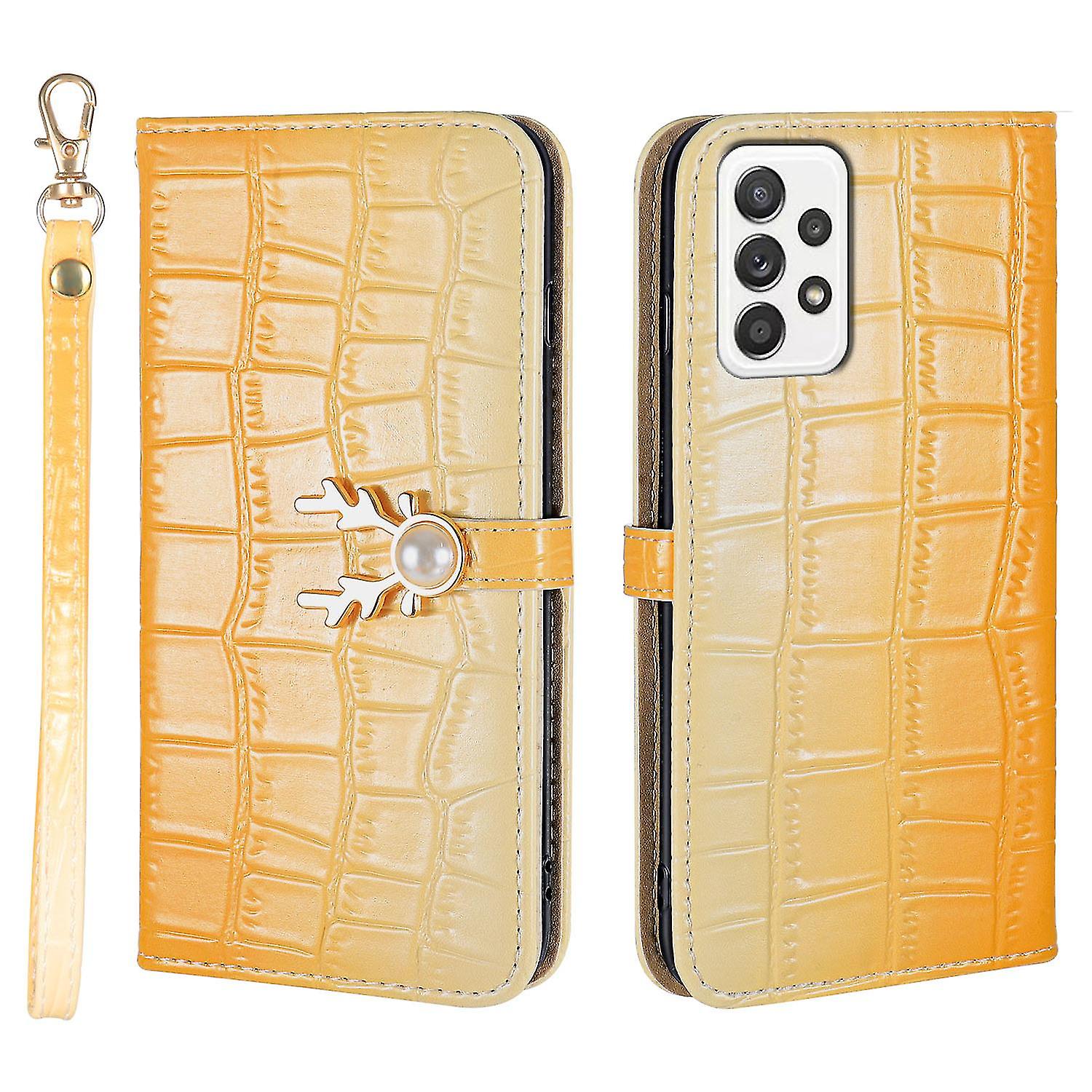 Elk Pattern Phone Case For Samsung Galaxy A72 5g With Card Holder, Lanyard, Pu Leather Material, Wallet Function, Corner Fall Protection