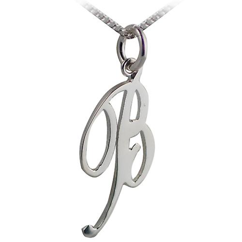 Silver 25mm initial B with a curb Chain 24 inches