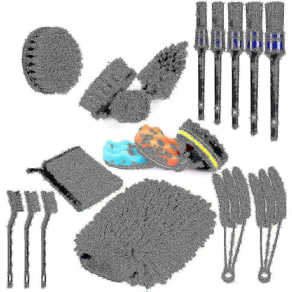 20 Pcs Detailing Brush Set (inside & Outside) With Car Wash Mitt And Set