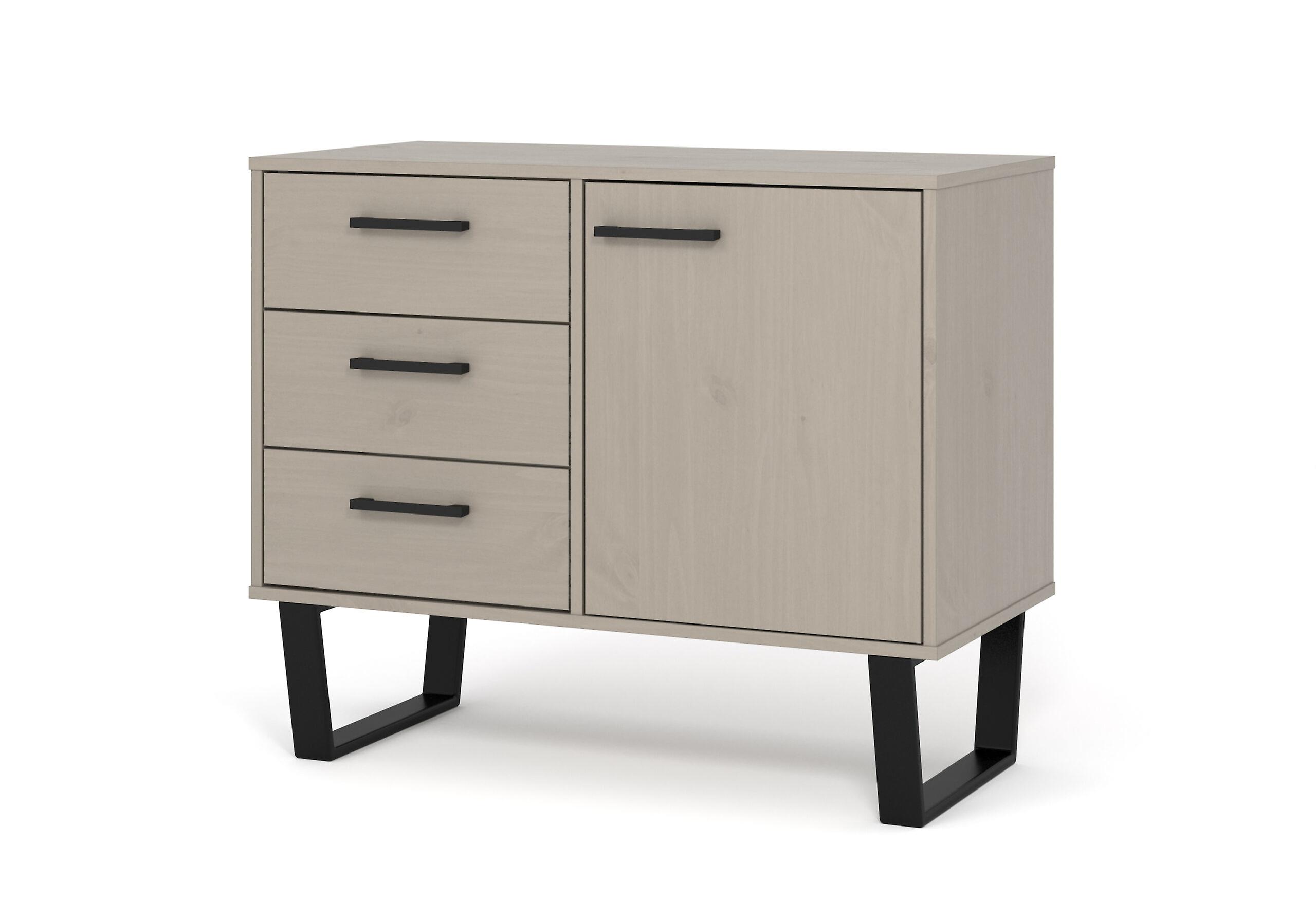 Tocos Grey Small Sideboard With 1 Door, 3 Drawers