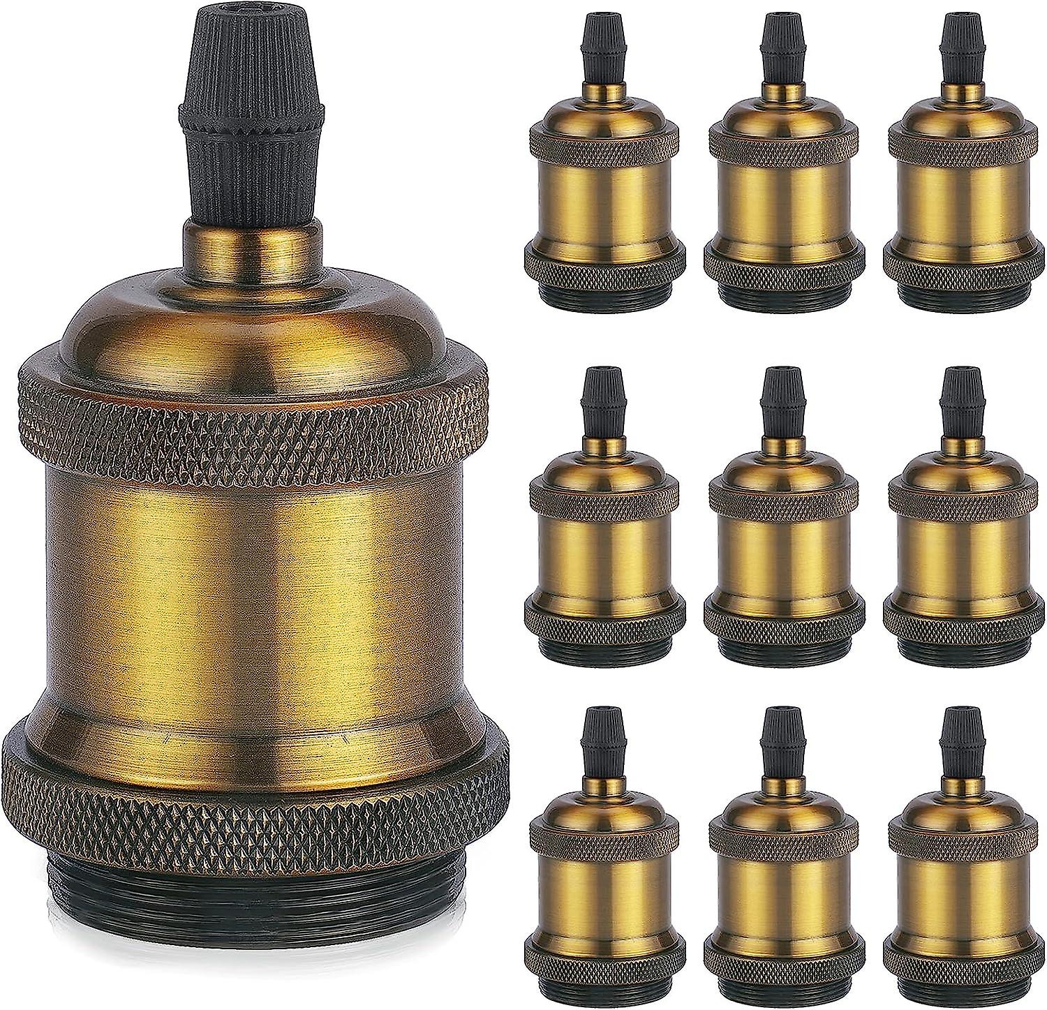 Vintage E27 lamp socket, Solid ceramic adapter, 10 Pieces vintage brass socket