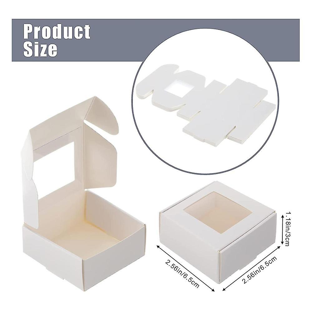 50 Pieces Mini Kraft Paper Box With Window Present Packaging Box Treat ...