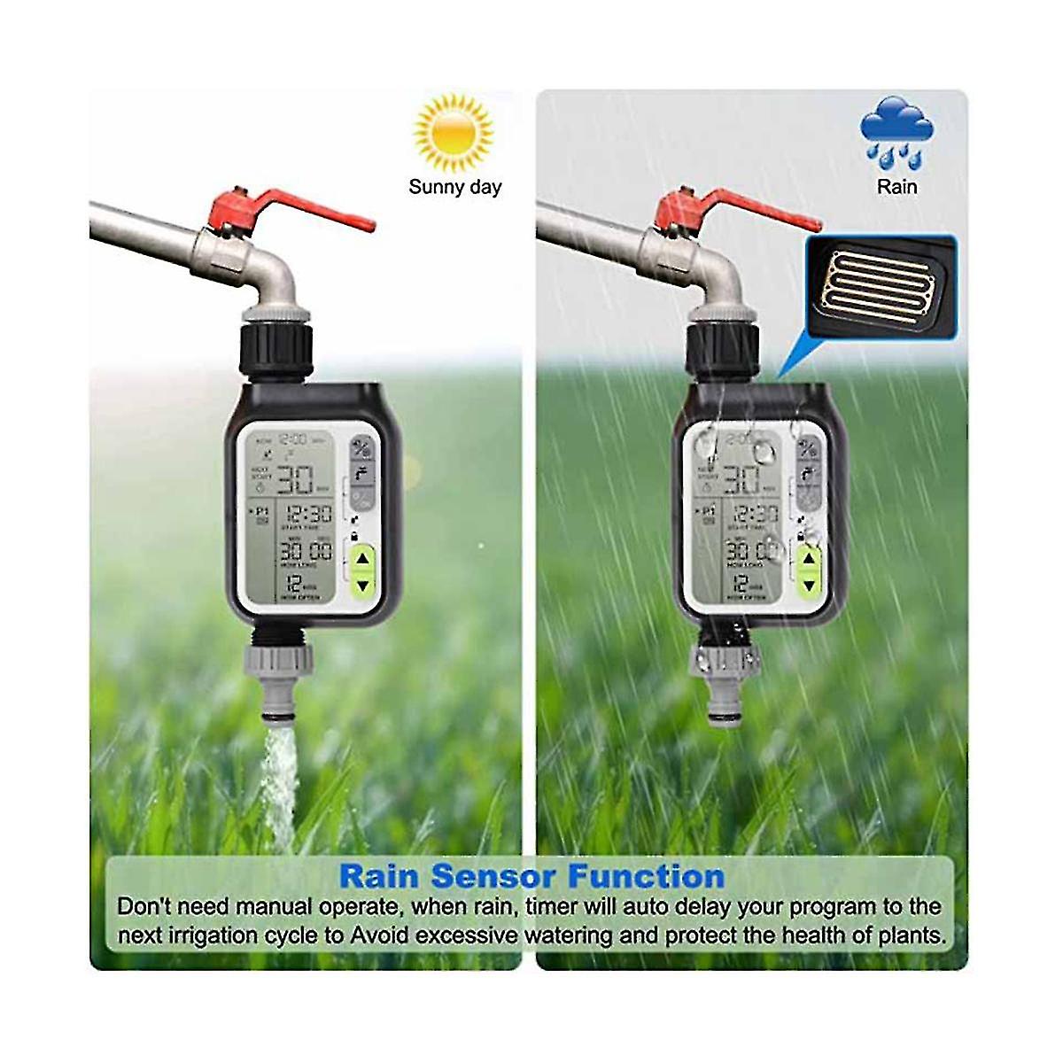 Automatic Irrig System Garden Water Timer With Rain Sensor 3 Timing Programs Waterproof Irrigation