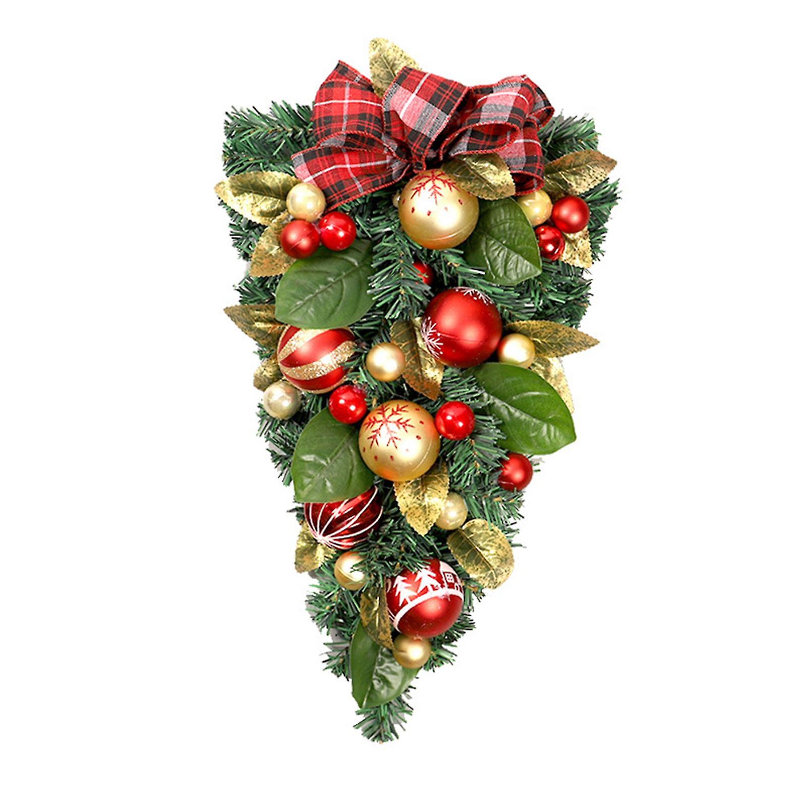Artificial Xmas Tree Wreath Decor Ball Window Scene Christmas Teardrop Swag