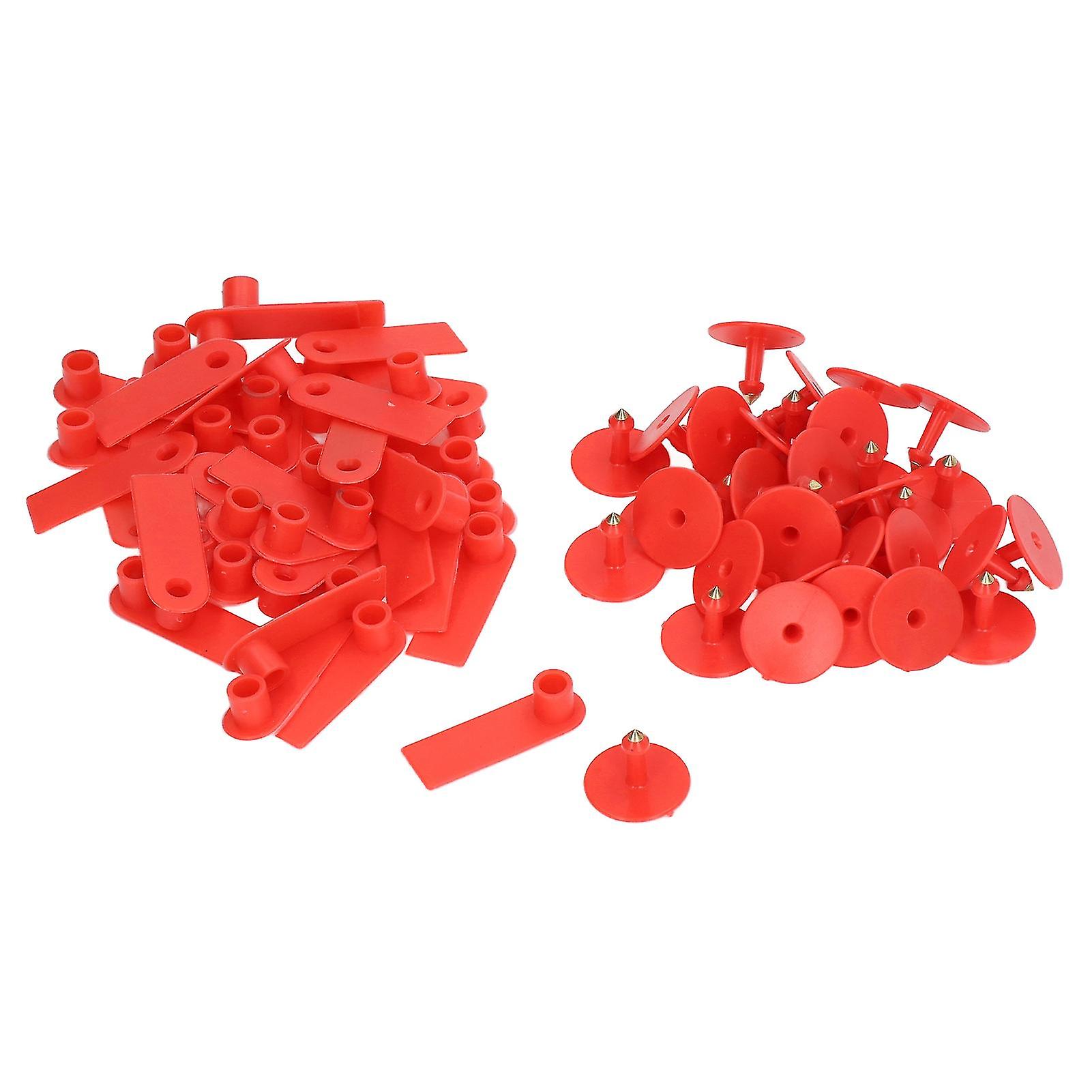 Red Numbered Cattle Ear Tags For Farm Animal Tracking, Durable Weatherproof Identification For Cows Goats Sheep Pigs Horses Rabbits Dogs, Set Of 100,