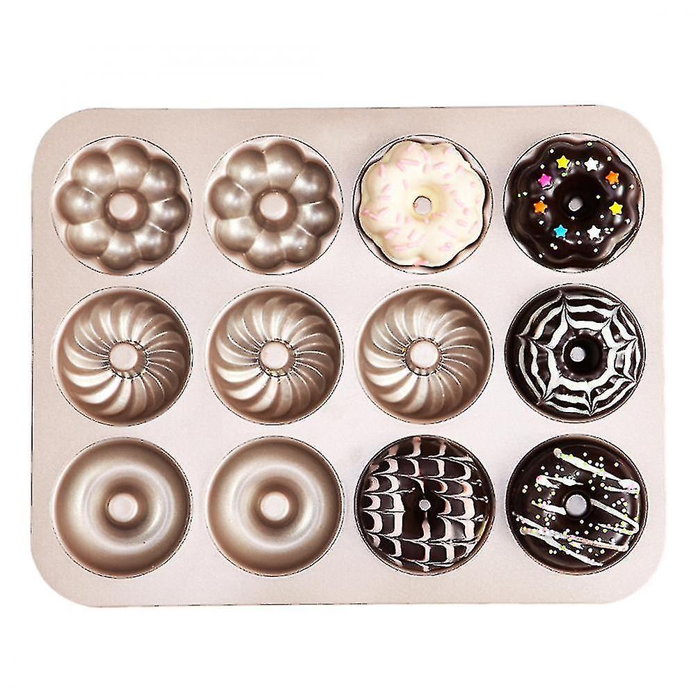 Cake Pans Molds 12 Cavity Non-stick Different Pattern Donut Mould