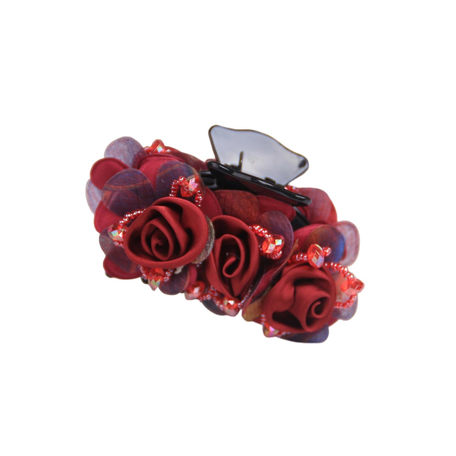 Hair Claw Grace Non-slip Handmade Exquisite Elastic Spring Strong Hold Hair Styling Flower Plastic