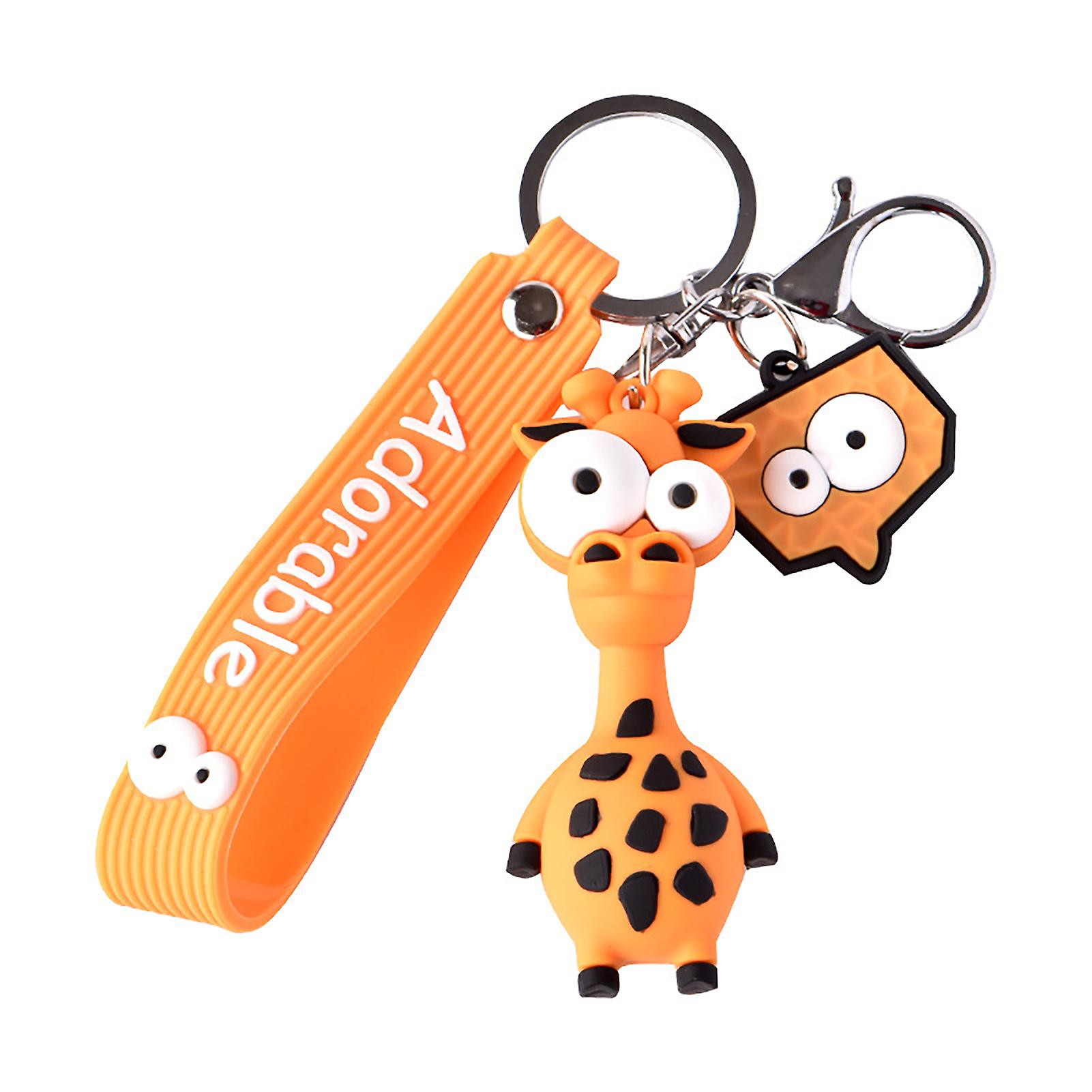 Backpack Pendant Anti-lost Decorative Adorable Cartoon Zebra Giraffe Soft Silicone Key Ring Trinket for Back Shell