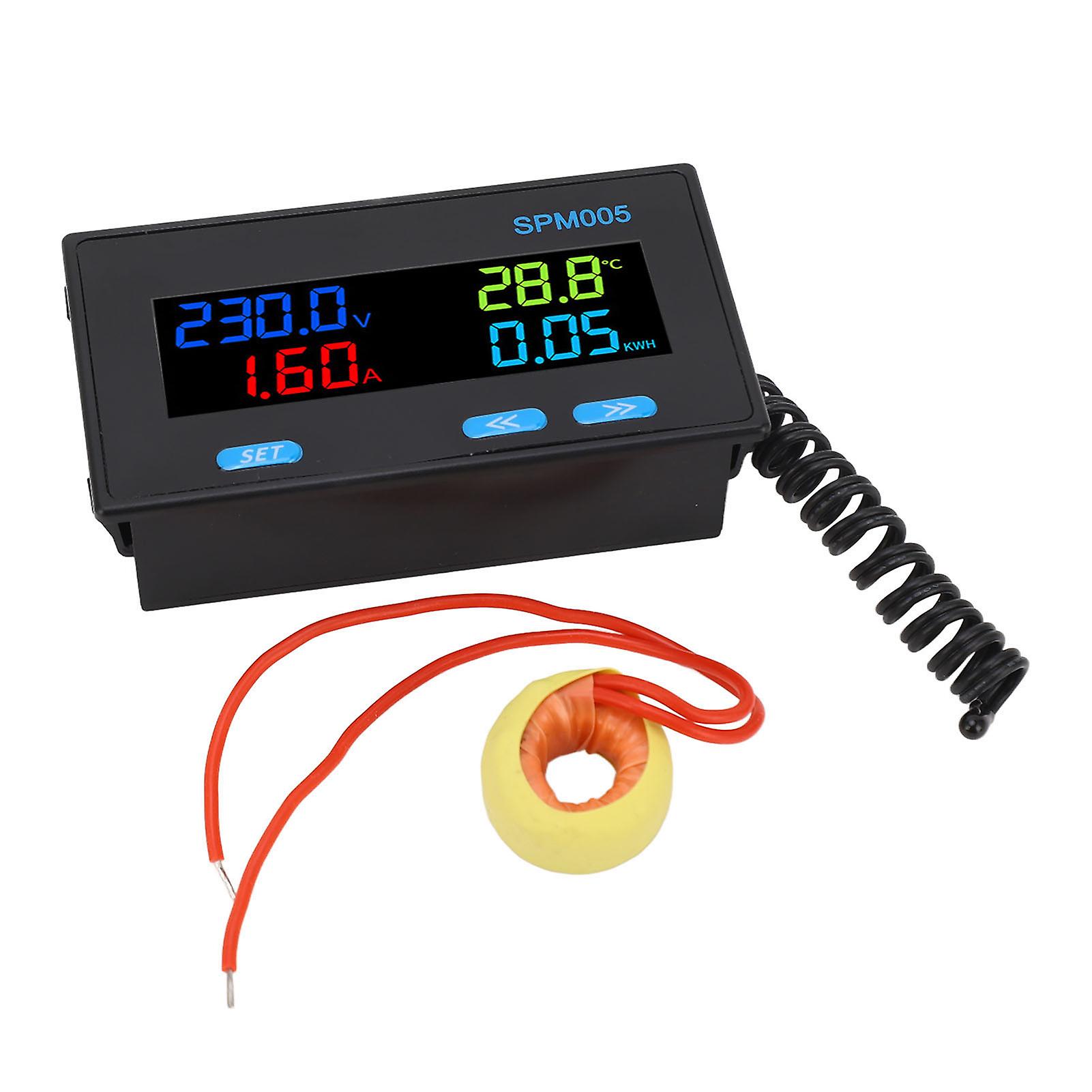 Digital Voltmeter Ammeter Panel 8 in 1 Multifunctional Power Consumption Meter Color LCD Display AC Energy Monitor AC60‑300V 20A