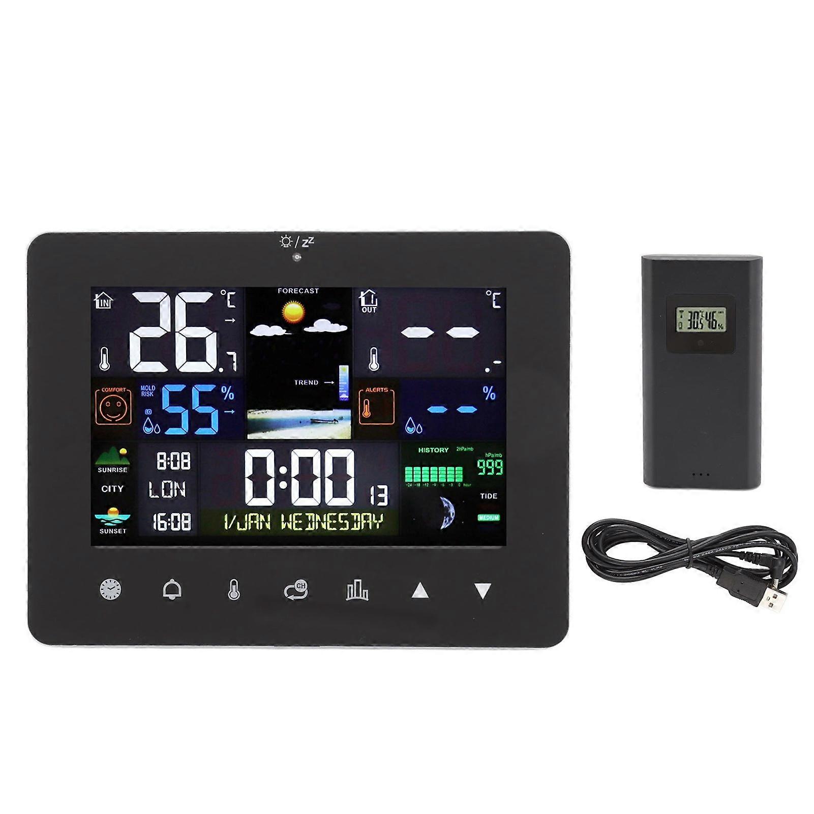 Weather Clock Humidity Temperature Sensor Meter Thermometer for Home Office