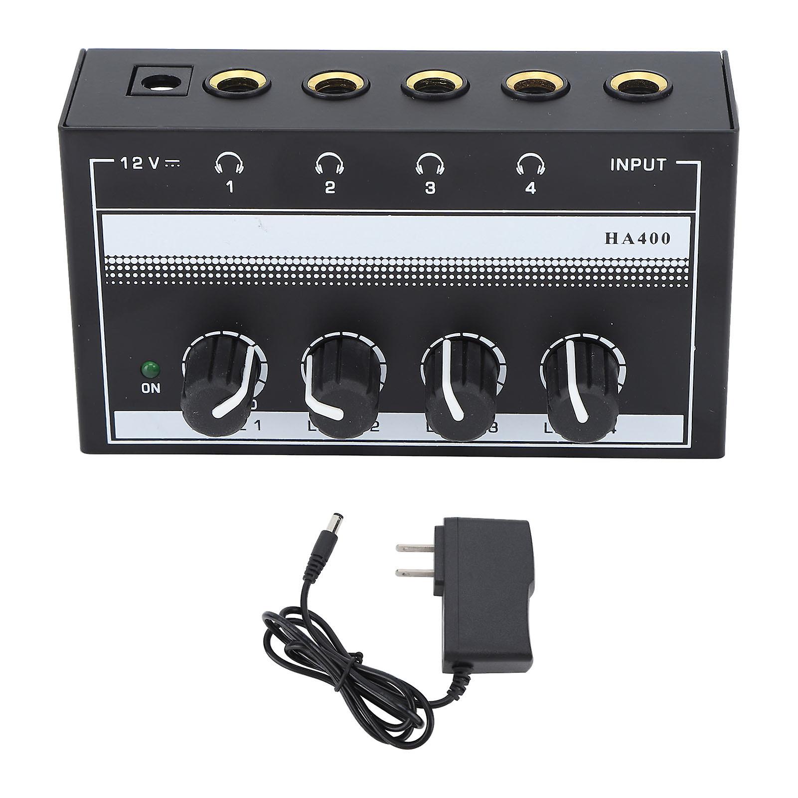 4 Channel Sound Mixer HA400A Ultra Low Noise Professional Monitor Earphone Sound Mixer for Bar Party 100-240V US Plug