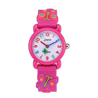 SUJI 3D Cartoon Watch for Kids, Waterproof Quartz Watch Suitable for 3-10 Years Old Girls Silicone Strap WatchButterfly rose