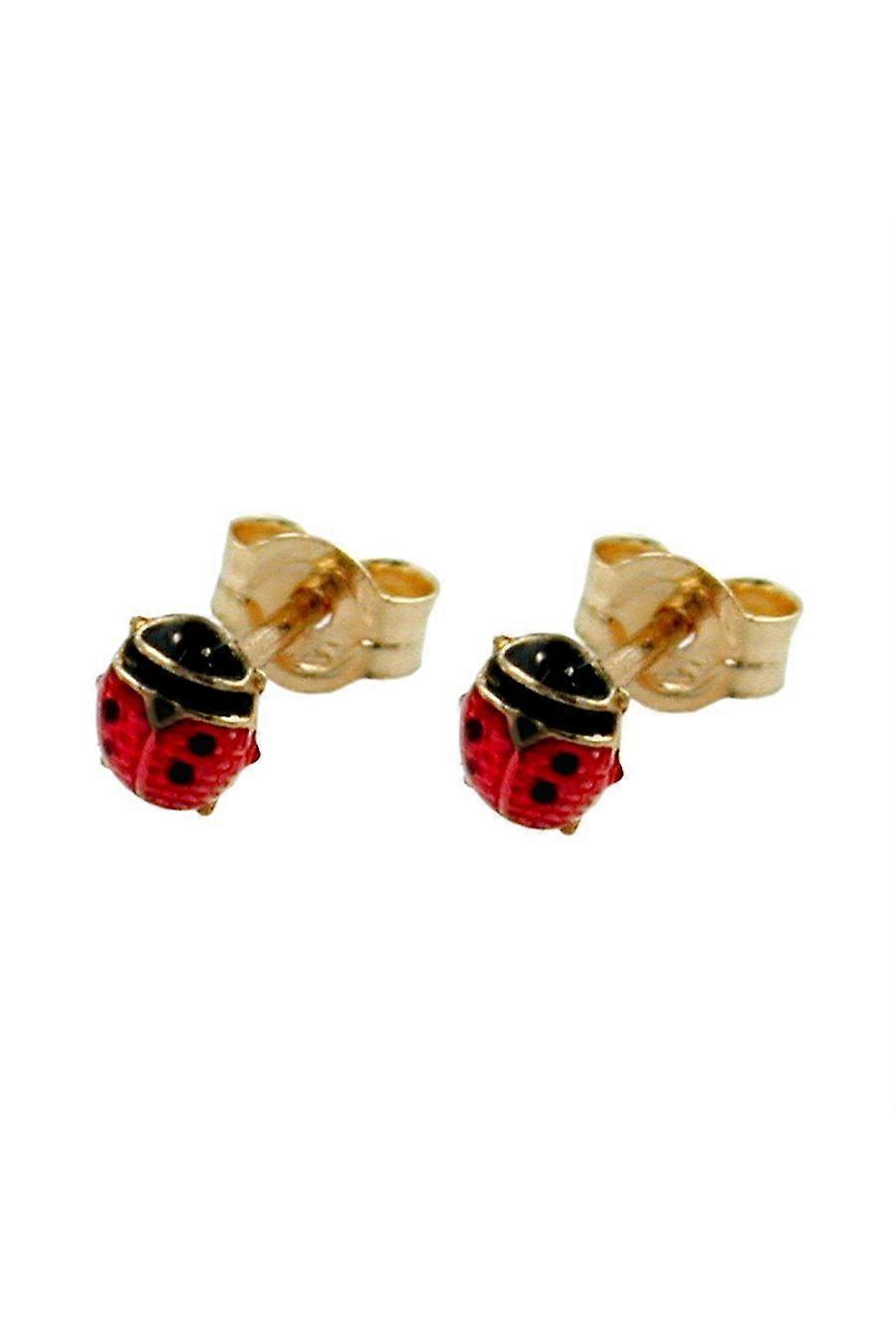 Earrings Ladybird Red-black 9k Gold - Gl430818