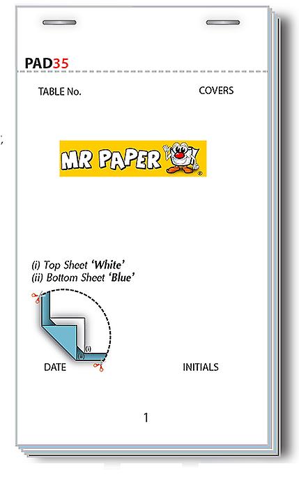Restaurant Pads / Waiter Order Pads - 2 Ply White