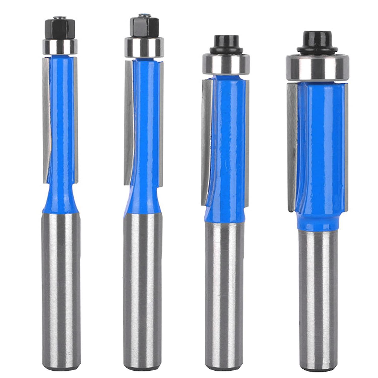 4 Pcs Router Bit Set 8mm Shank, Wood Copy Router Bit, Router Bits with Top Bearing, Flush Router Bit