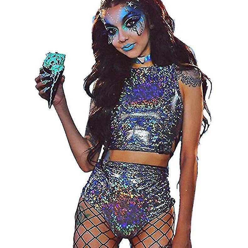 المرأة الهذيان الثلاثية الأبعاد بوديت، 2 قطعة الفضة المعدنية لنادي حزب الرقص