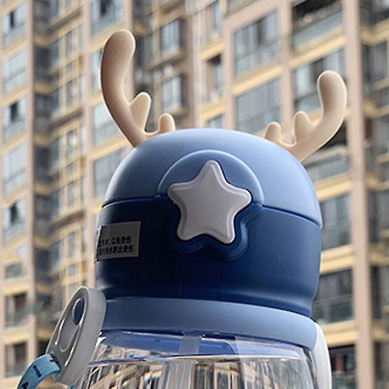 Dinosaur Pattern Plastic Cup with Straw  for Children Antler Shape Summer Kindergarten