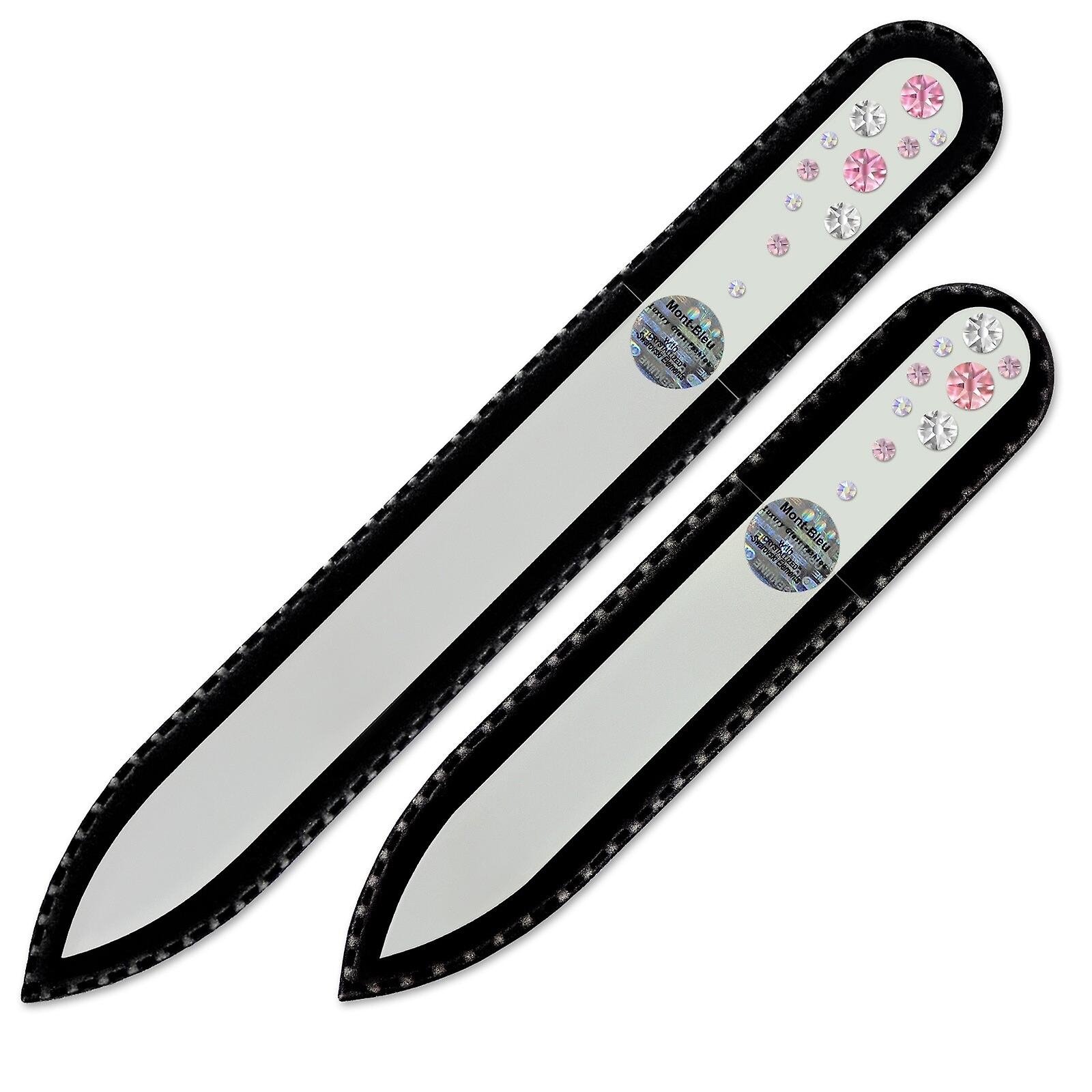 Set of 2 White Crystal Nail Files with crystals WW-MS - Light Rose - Crystal