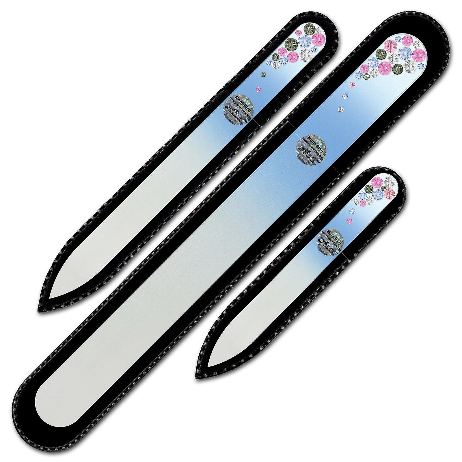 Set of 3 Czech Glass Nail Files with crystals BC-BMS - Light Sapphire