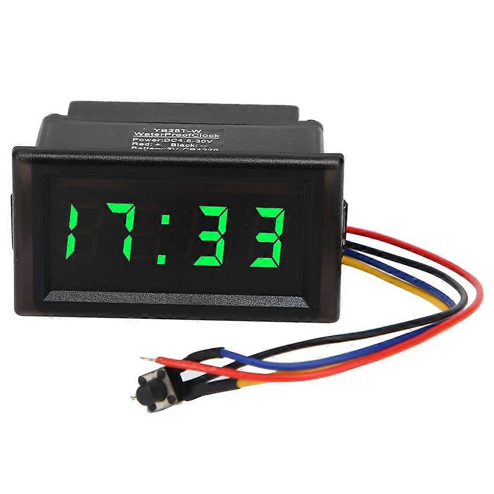 Dc4.5-30v Waterproof Dustproof Car Auto Electronic Clock Led Digital Display (green)