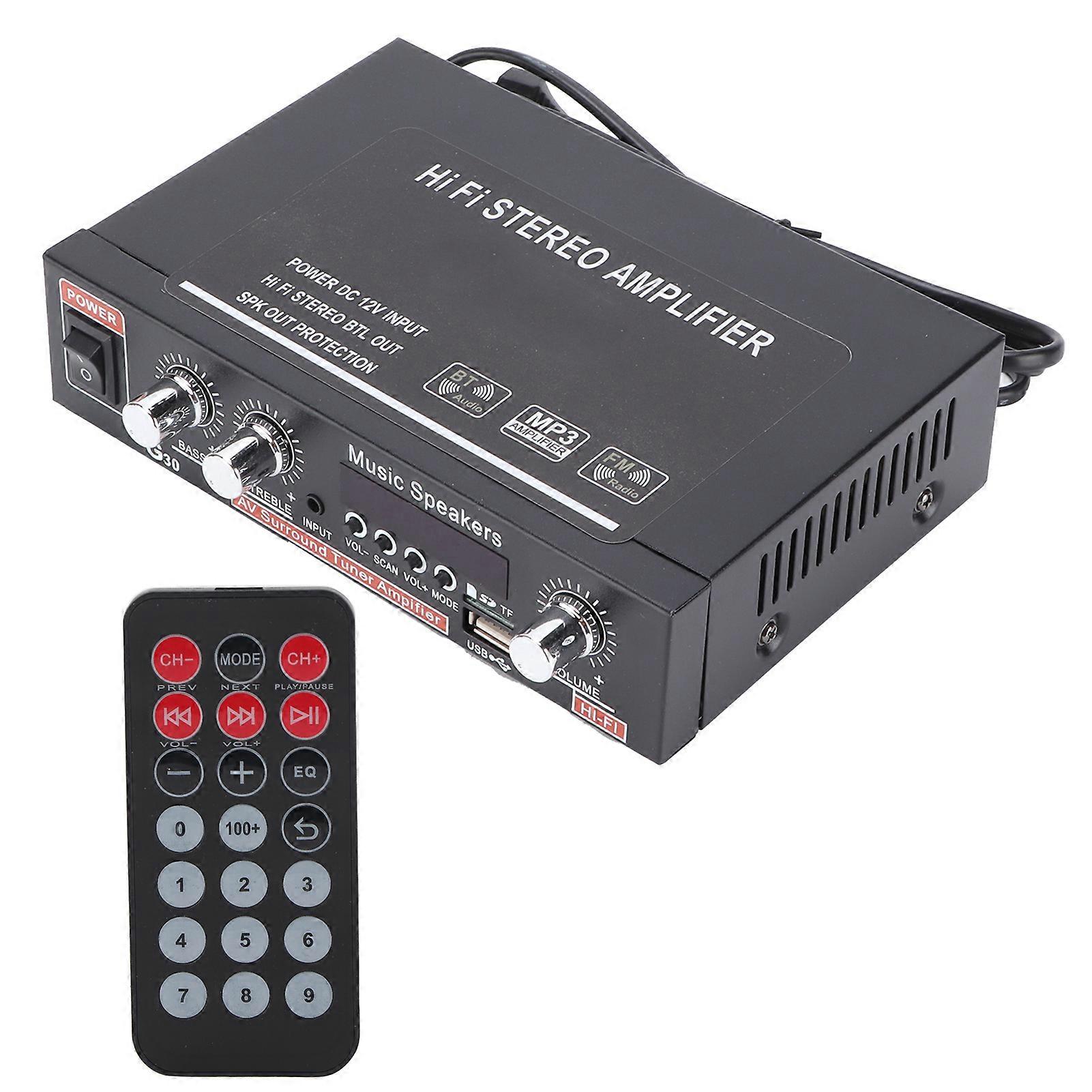 Power Amplifier Mini Bluetooth Intelligent Digital with Remote Control EU Plug 220V E2U611