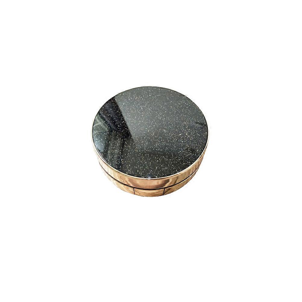 Empty Round Refillable Container Two-Layers Blusher Box Pressed Powder Box with Powder Puff Black