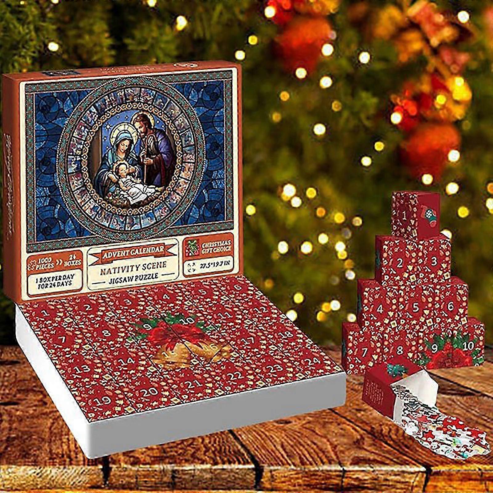 Advent Calendar 2024 Christmas Advent Calendar Puzzle Advent Calendar Puzzle 1000 Piece 2024 Christmas Calendar Male And Female Santa Claus Gift Puzzl