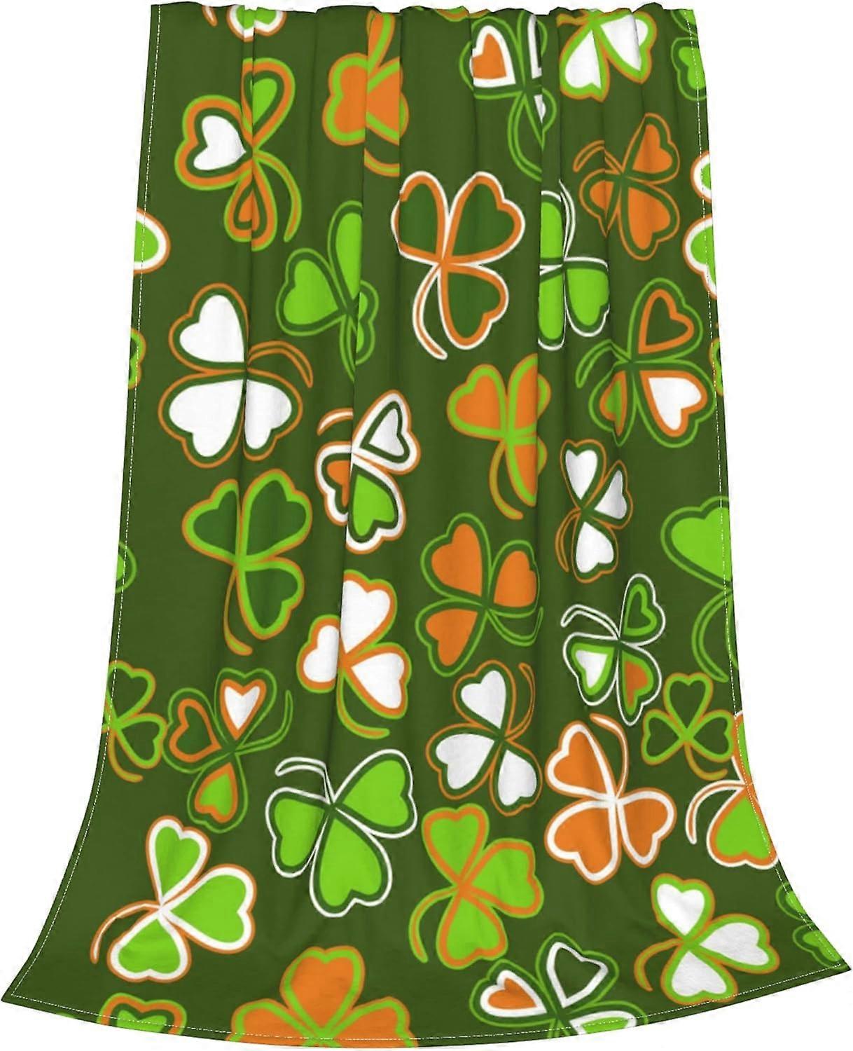 عيد القديس باتريك الصوف بطانية النفل الأخضر خفيفة الوزن أريكة مريحة ، أريكة ، السفر ، اللفة ، بطانية رمي السرير 30 "× 40" هدايا عيد القديس باتريك