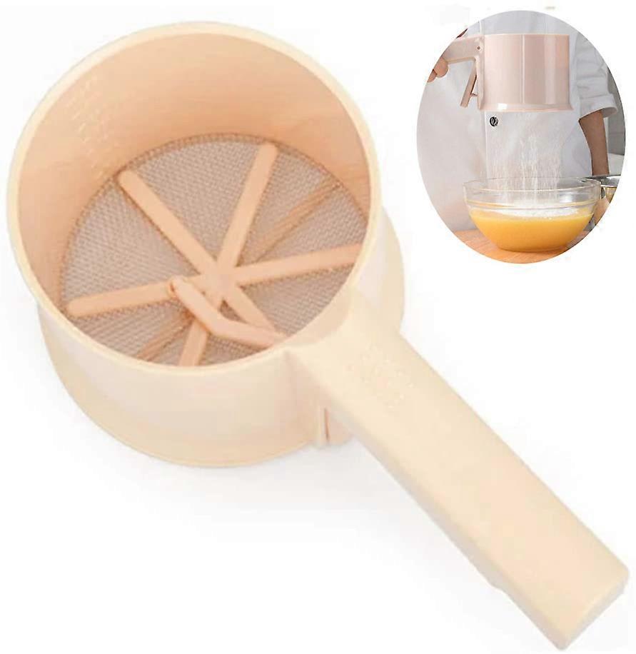 Voberry New Backwerkzeug manuelles Pulversieb, Feinmaschiges Handmehlsieb Halbautomatisches handliches Mehlfilter-Backwerkzeug, 1 x Mehlsieb