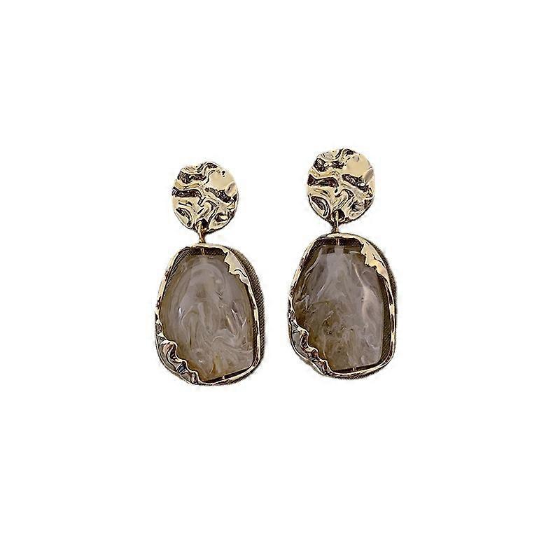 Textured Metal Geometric Drop Earrings