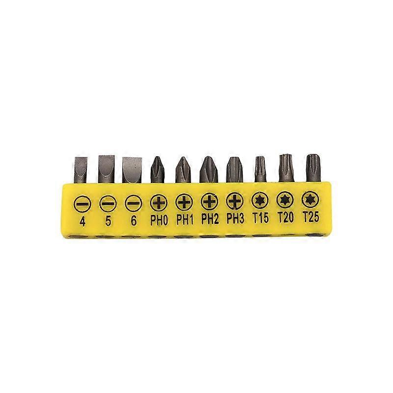 10-Piece Screwdriver Bit Set, 45# Steel, Silver