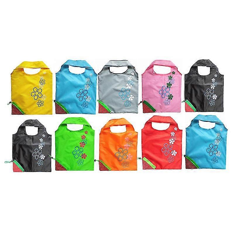 10pcs Creative Foldable Strawberry Shopping Bag Tote Folding Pouch Portable Storage Bag (Random Pattern)