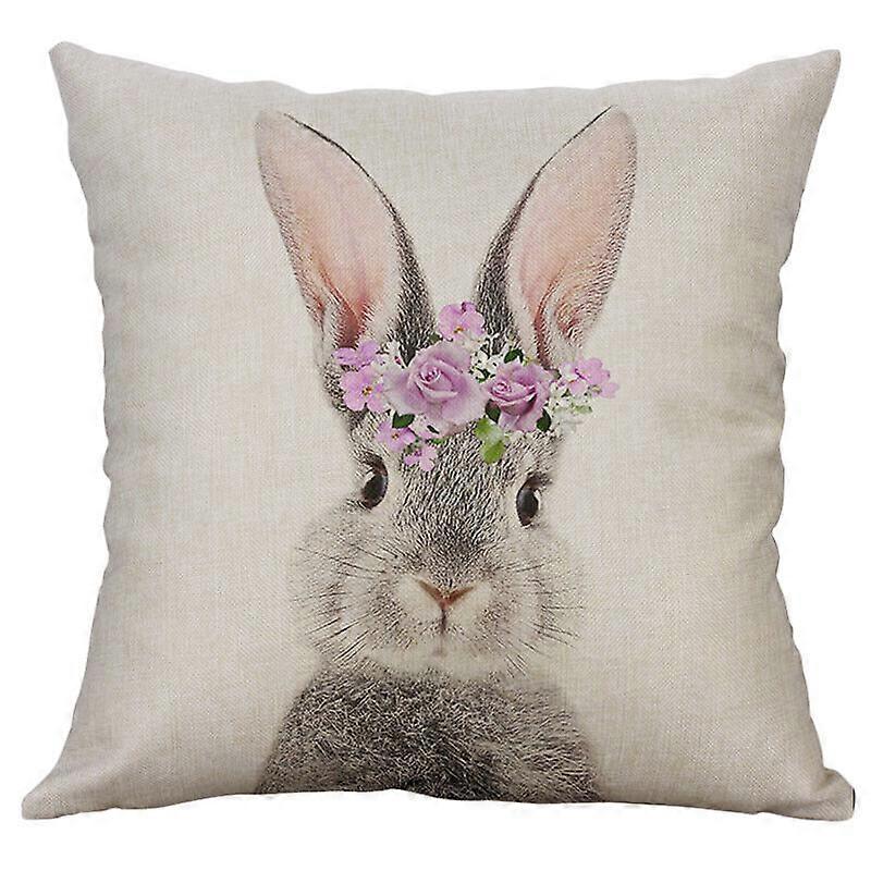 ハッピーイースターバニーラビットクッションカバーフラミンゴハンティングエッグスロー枕カバーデザイン836jpjcjh
