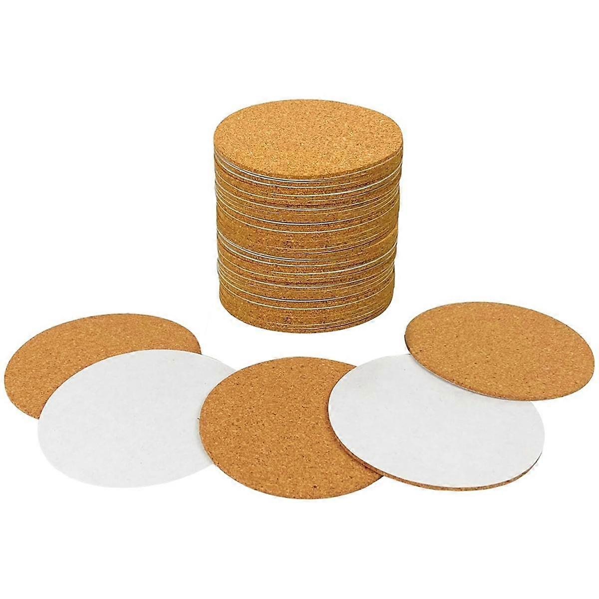 40 Pack Self-Adhesive Cork Round 3.5 Inch Backing Sheets Cork Coasters for DIY Crafts-Bottom Protec