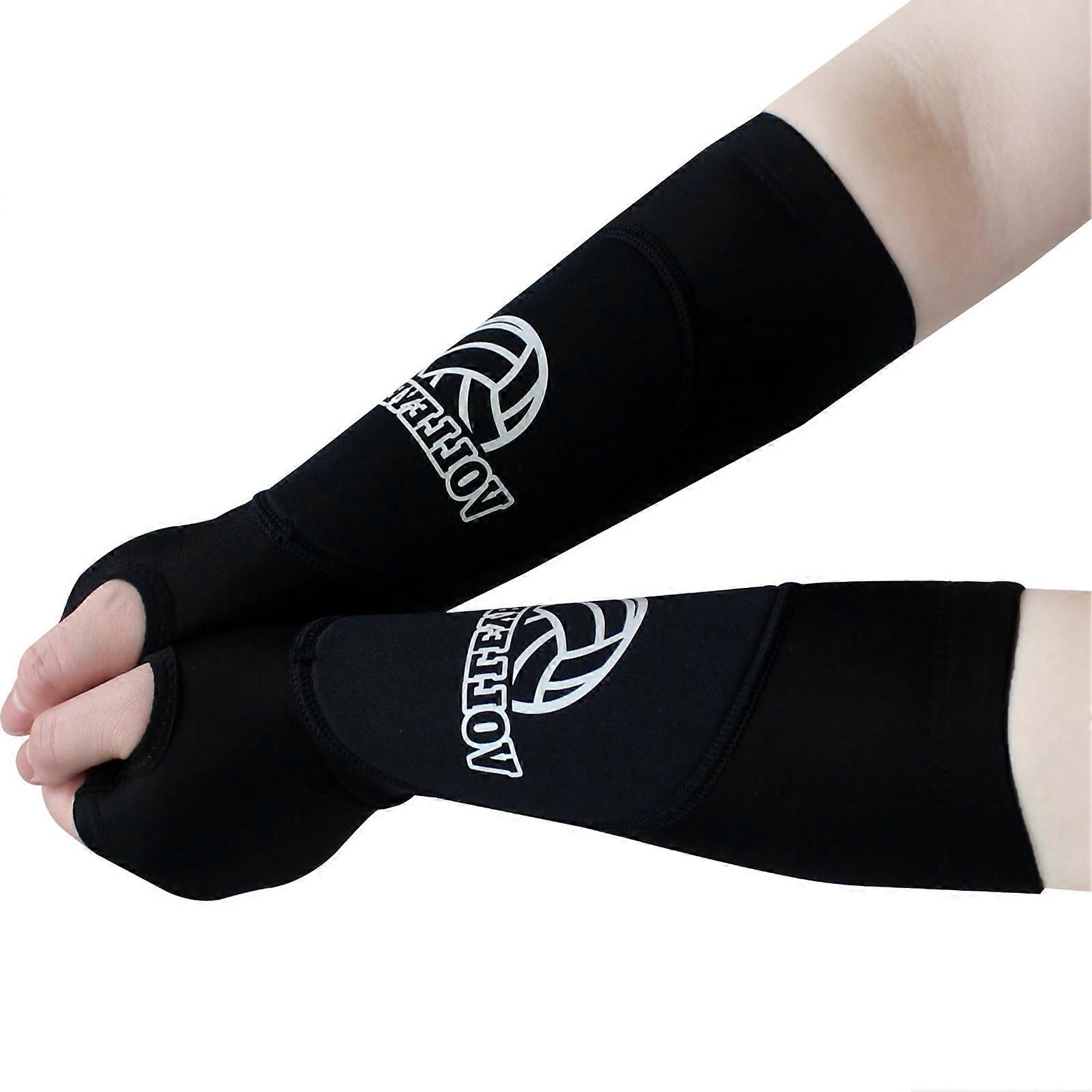 2Pcs Volleyball Arm Sleeves Thumb Hole Design Super Soft High Elastic Breathable Forearm Sleeves Padded Volleyball Sleeves