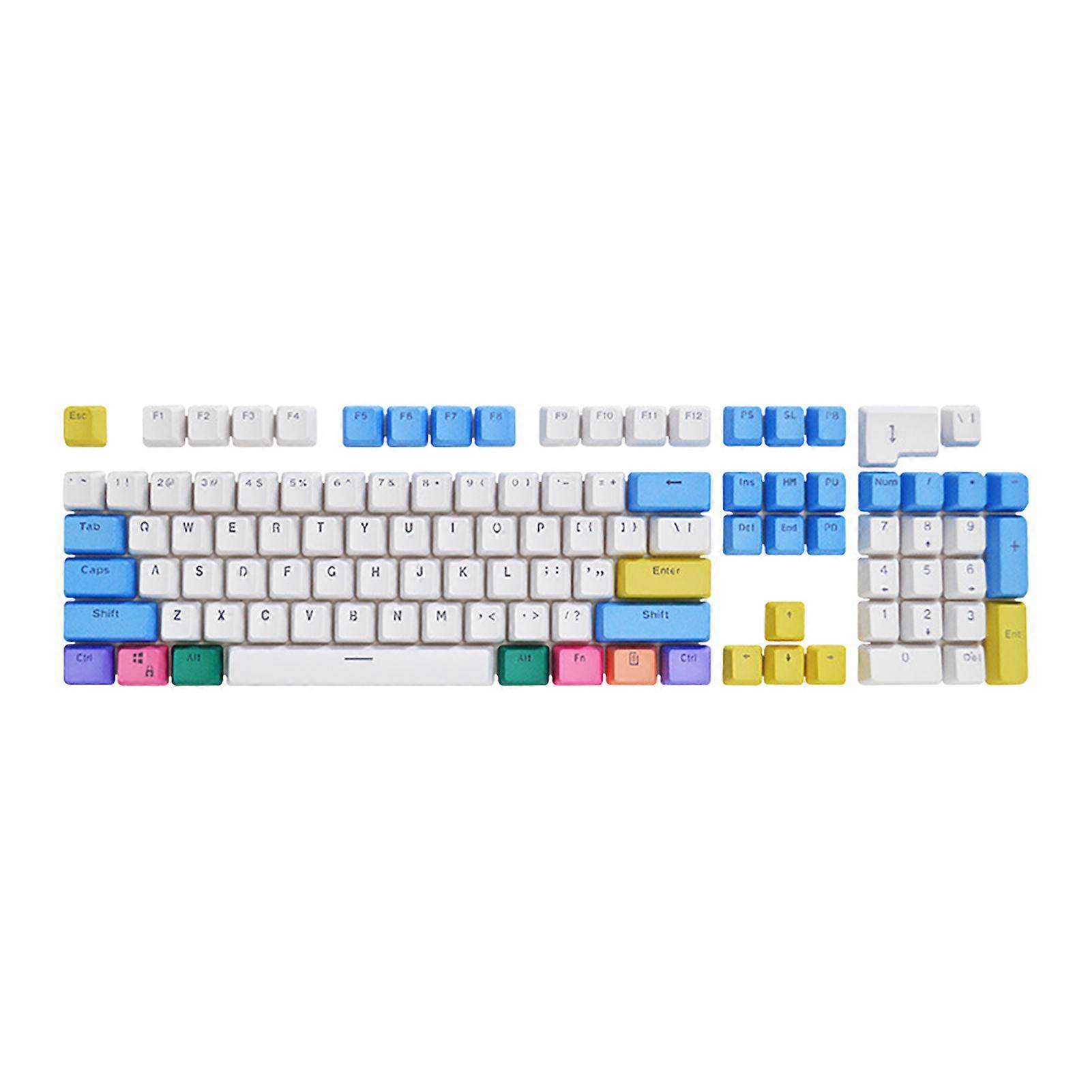104 Keys Key Caps OEM Height Ergonomic Wear-resistant Oil-proof Dirt Resistant Replacement Translucent PBT Rainbow Color Mechanical Keyboard Keycaps