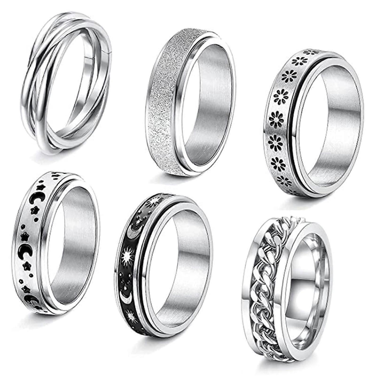 Fidget Band i rustfrit stål Ringe Kreative Moon Star Spinner Ringe Personlig angst