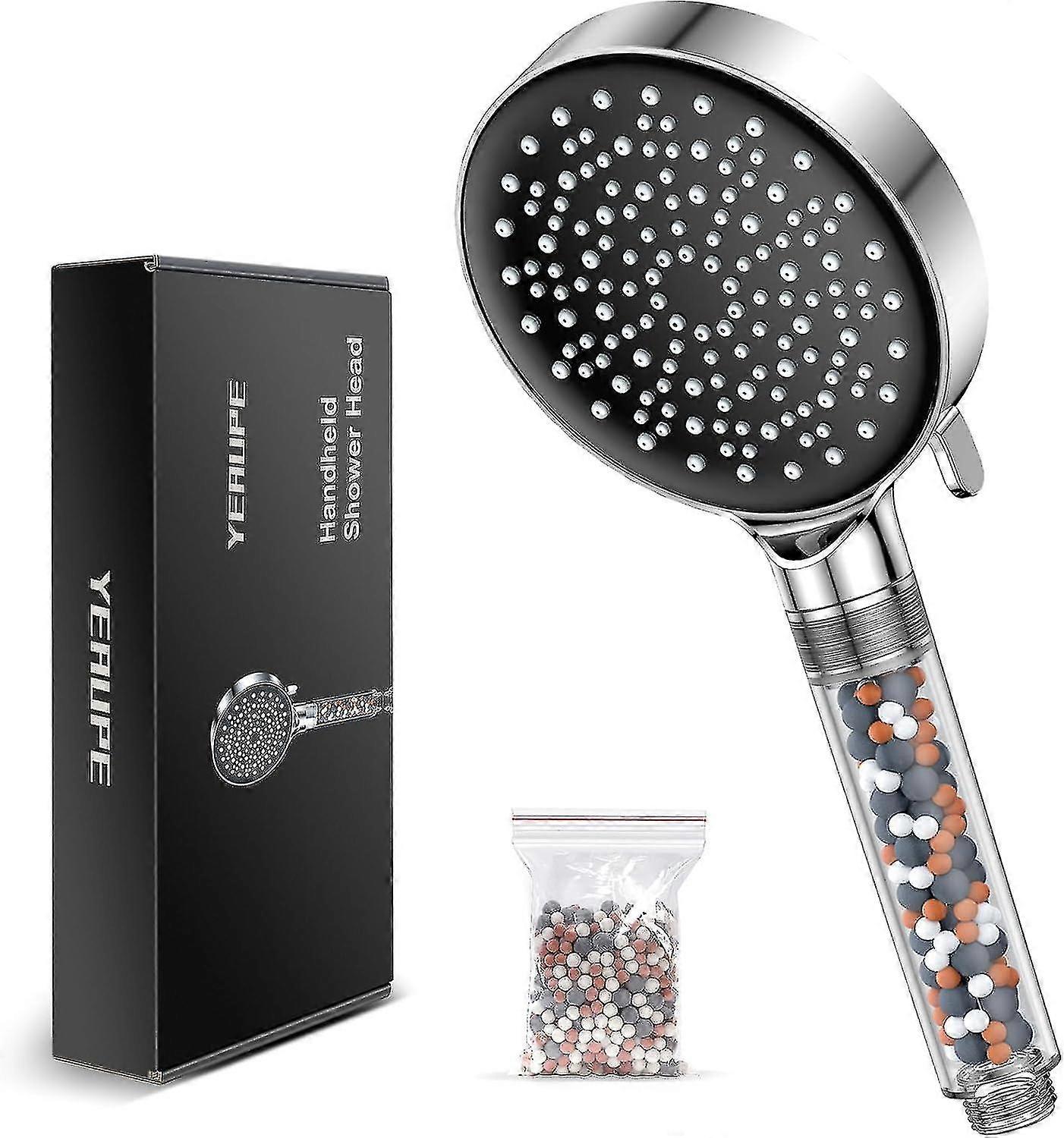 Yeaupe High Pressure Shower Head With Filter - 6 Adjustable Spray Modes - Rain Shower Head With Anti-limescale Silicone Nozzles (shower Head Without