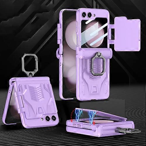 For Samsung Galaxy Z Flip5 GKK Integrated Sliding Camshield Magnetic Armor Flip Mobile Phone Case with Ring Holder