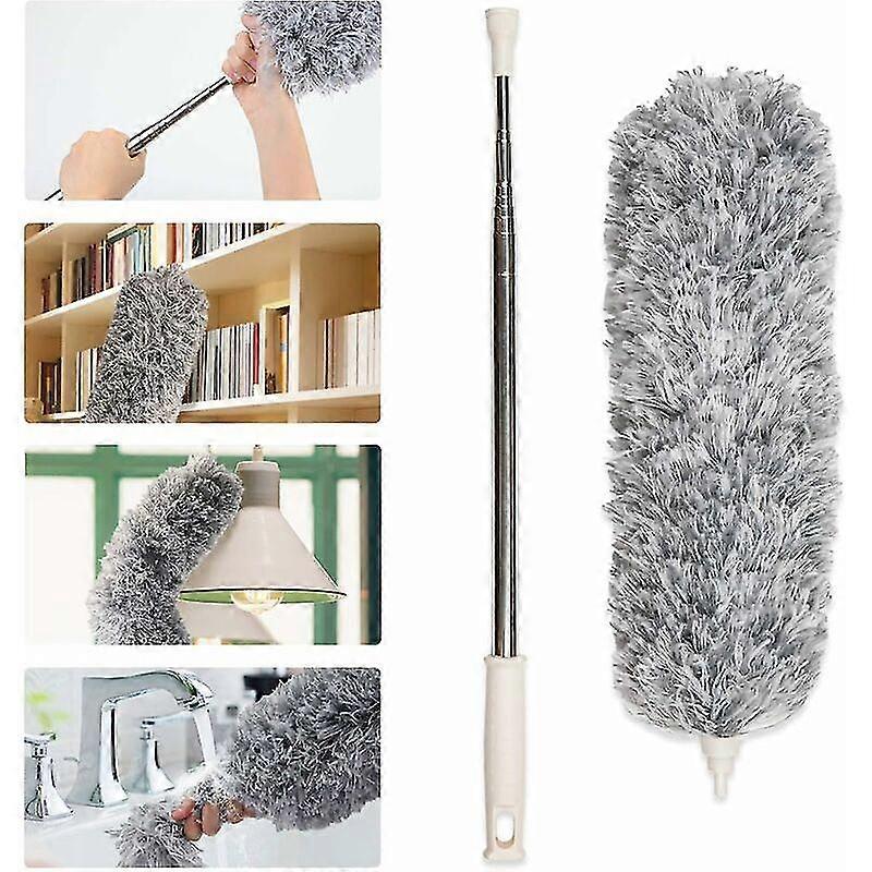 Telescopic Duster With Extension In Stainless Steel, Flexible Antistatic And Washable Duster Perfect For Removing Dust In Your Home Or In Your Car