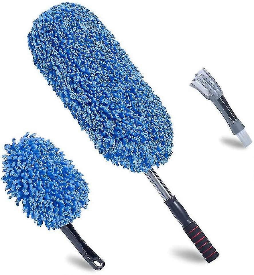 3 Pack Microfiber Car Duster Extendable Handle Interior Exterior Multipurpose