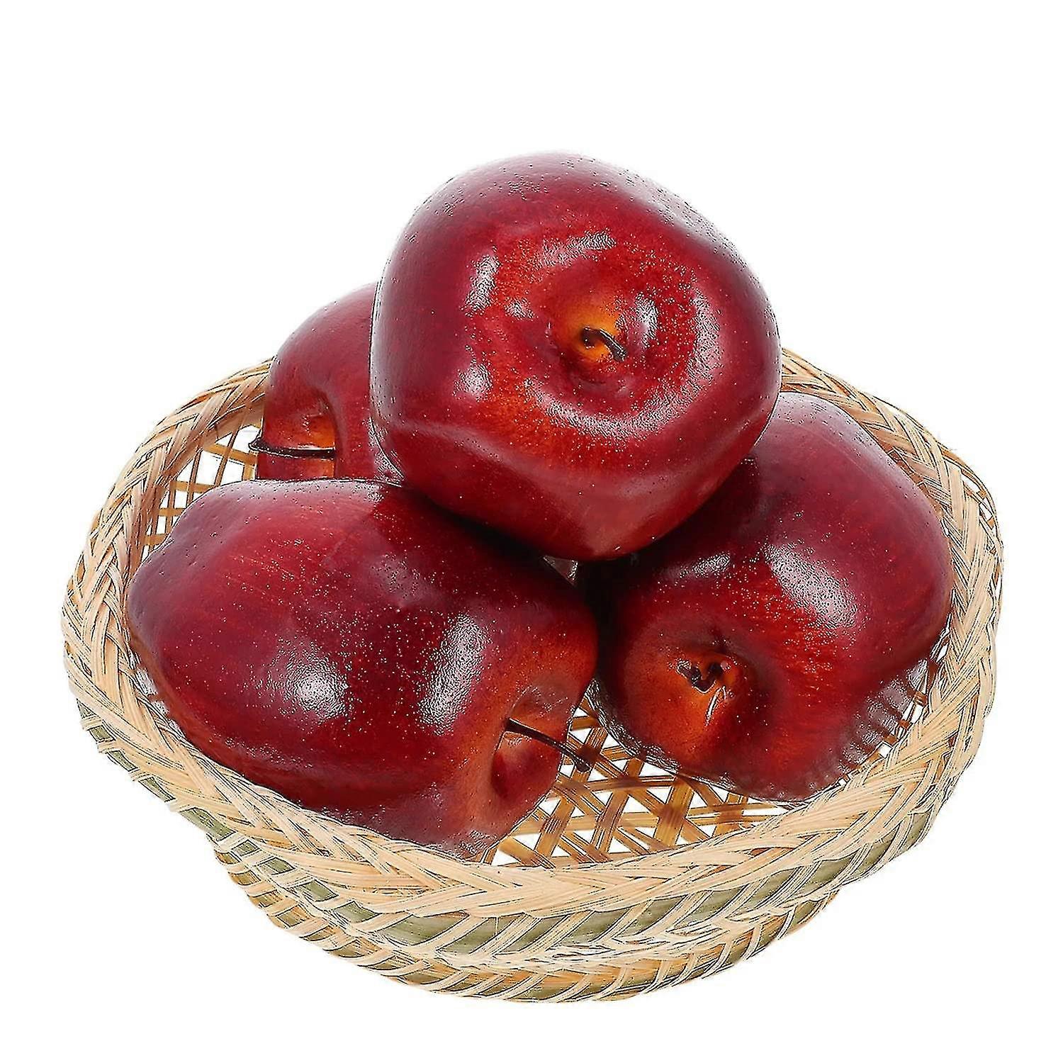 6 Pcs Artificial Apples Fake Fruits Red Delicious Apples For Decoration
