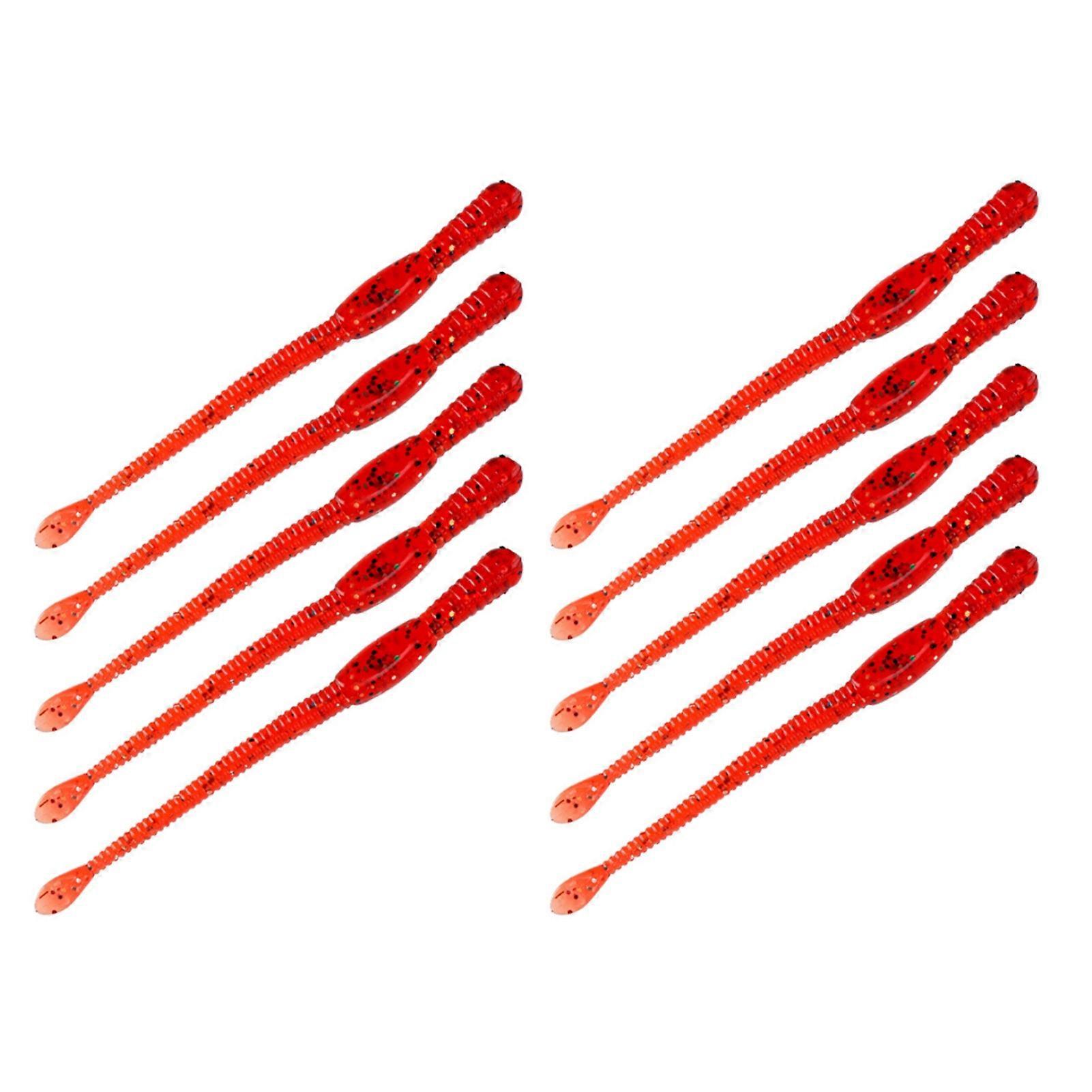 Kaesi 10Pcs 7cm Soft Bait Spiral Pattern Fast Fish Gathering Simulation Angling PVC Long Tail Breadworm Worm Fake Bait Outdoor Fishing
