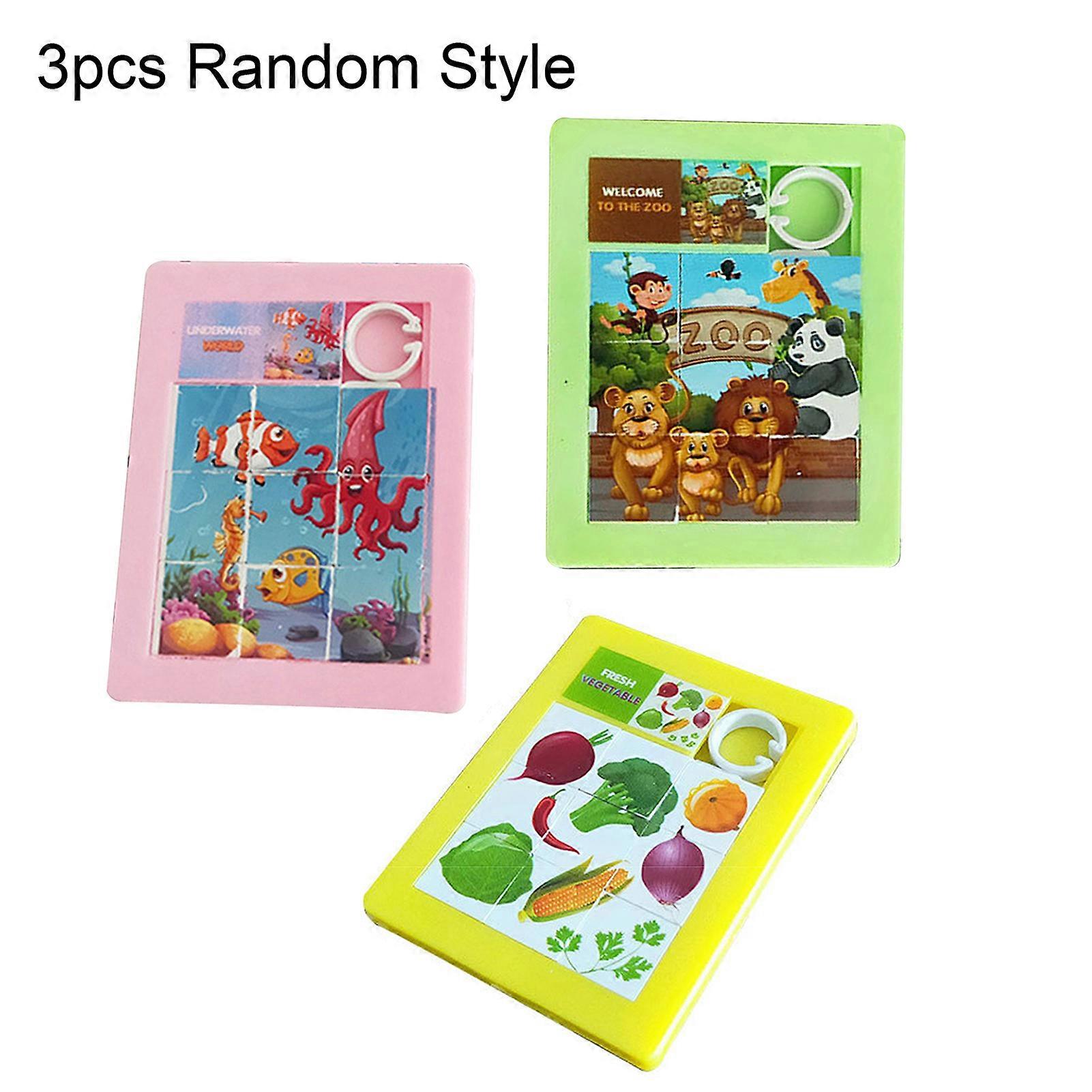 3Pcs Slide Pattern Puzzle Hand-eye Coordination Burrs-free Accessory Brain Teaser Slide Puzzle for Children