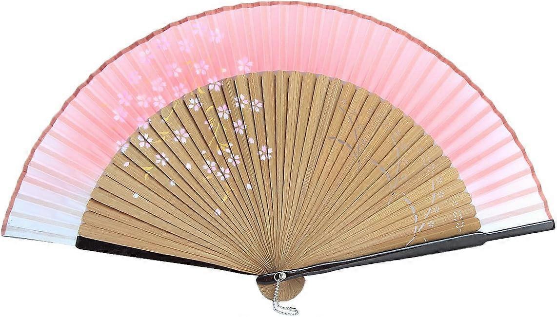 Japanese Style Sakura Pattern Fan for Christmas Party Theater Wedding (Reddish)