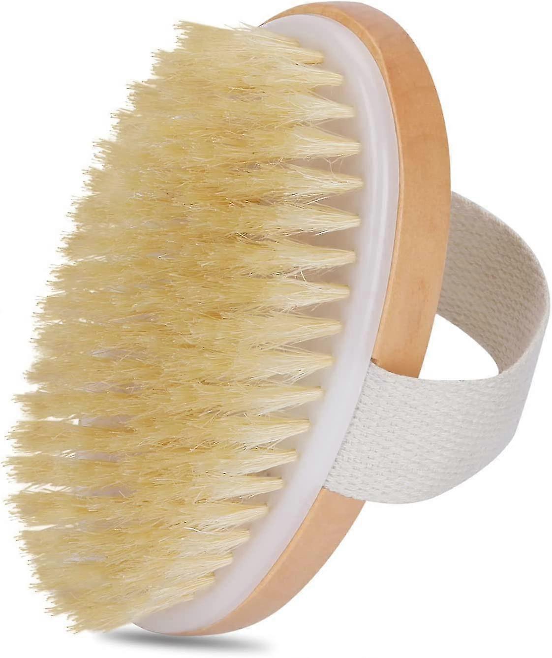 Brosse sèche pour le corps, poils naturels raides Brosse sèche pour le corps pour la cellulite et brosse exfoliante sèche lymphatique pour le massage, enlever les peaux mortes et clo