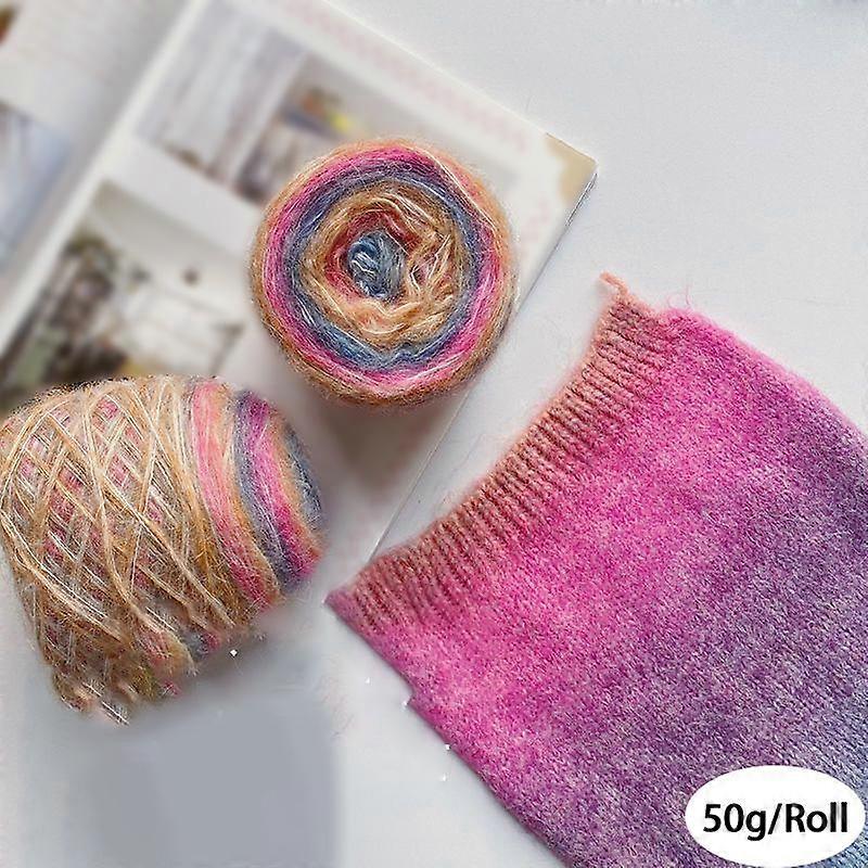 50g/Roll Rainbow Yarn Soft Yarns Multicolor Blended Gradient Colorful Crochet Line