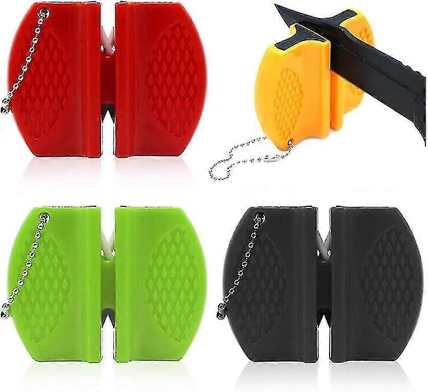 2pcs Portable Kitchen Knife Sharpener,thick And Fine Steps Mini Pocket Knife Sharpening Tool(2 Colors Randomly