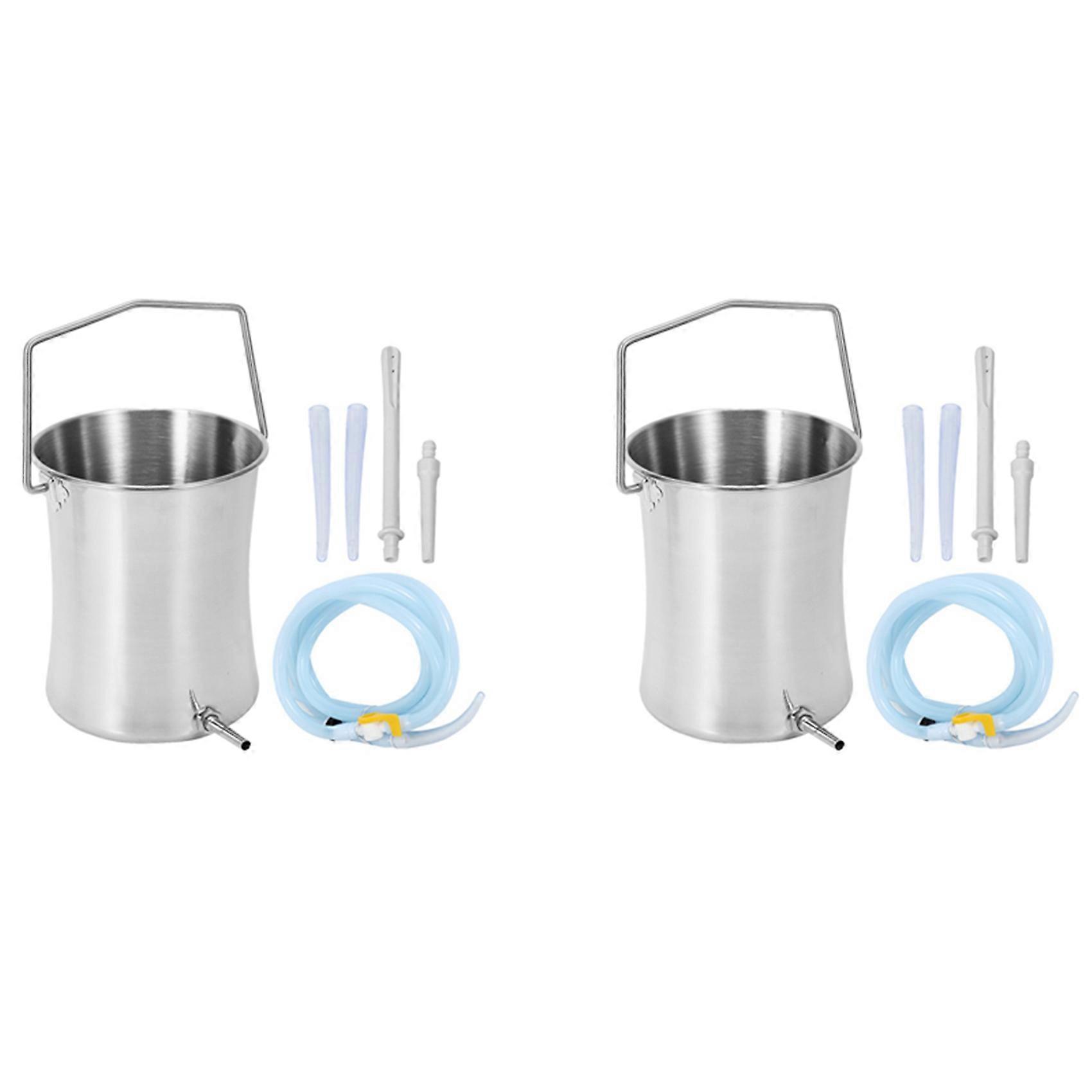 2X 2L Health Stainless Steel Enema Bucket for Colon Cleansing Reusable Constipation Cleansing Enema