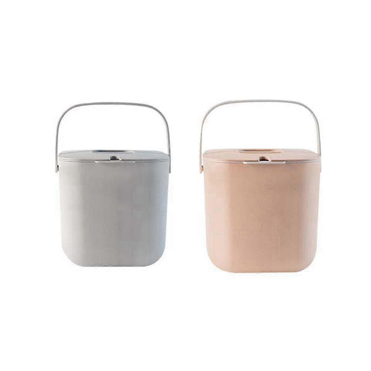 2Pcs Compost Bin for Everyday Organic Waste with Lid in the Kitchen Odor Resistant Removable Liner